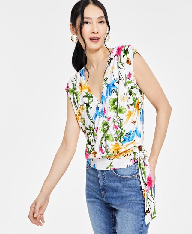 I.n.c. International Concepts Womens Printed Surplice Top, Created for Macys Product Image