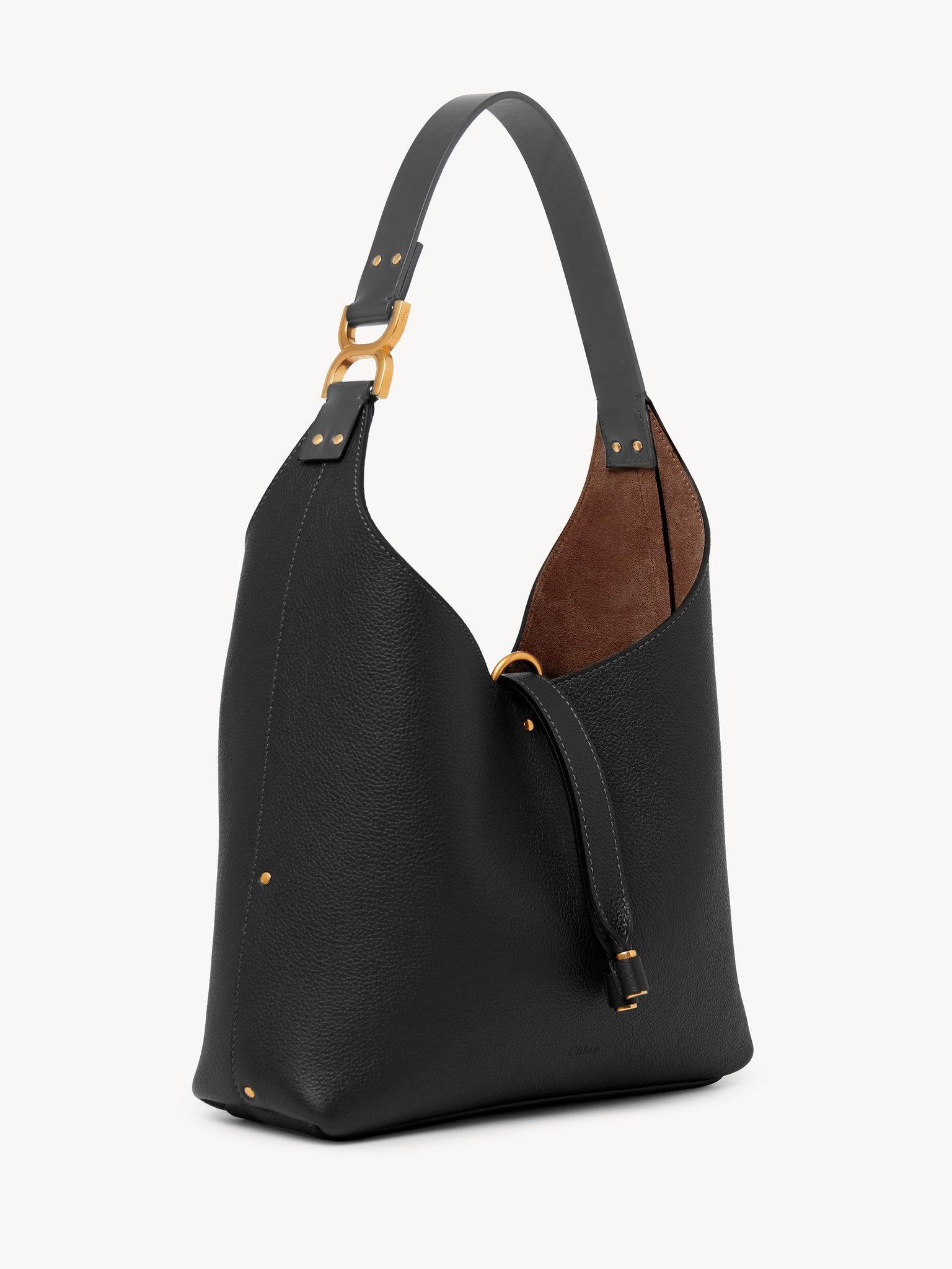 Small Marcie hobo bag in grained leather Product Image