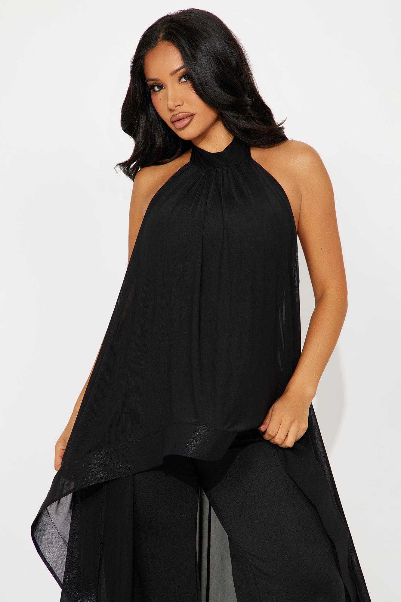 More Drama Mesh Overlay Jumpsuit - Black Product Image