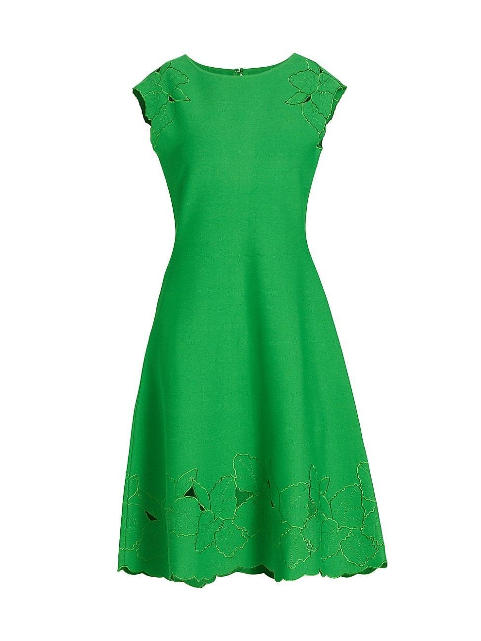 Womens Embroidered Floral Fit-&-Flare Dress Product Image