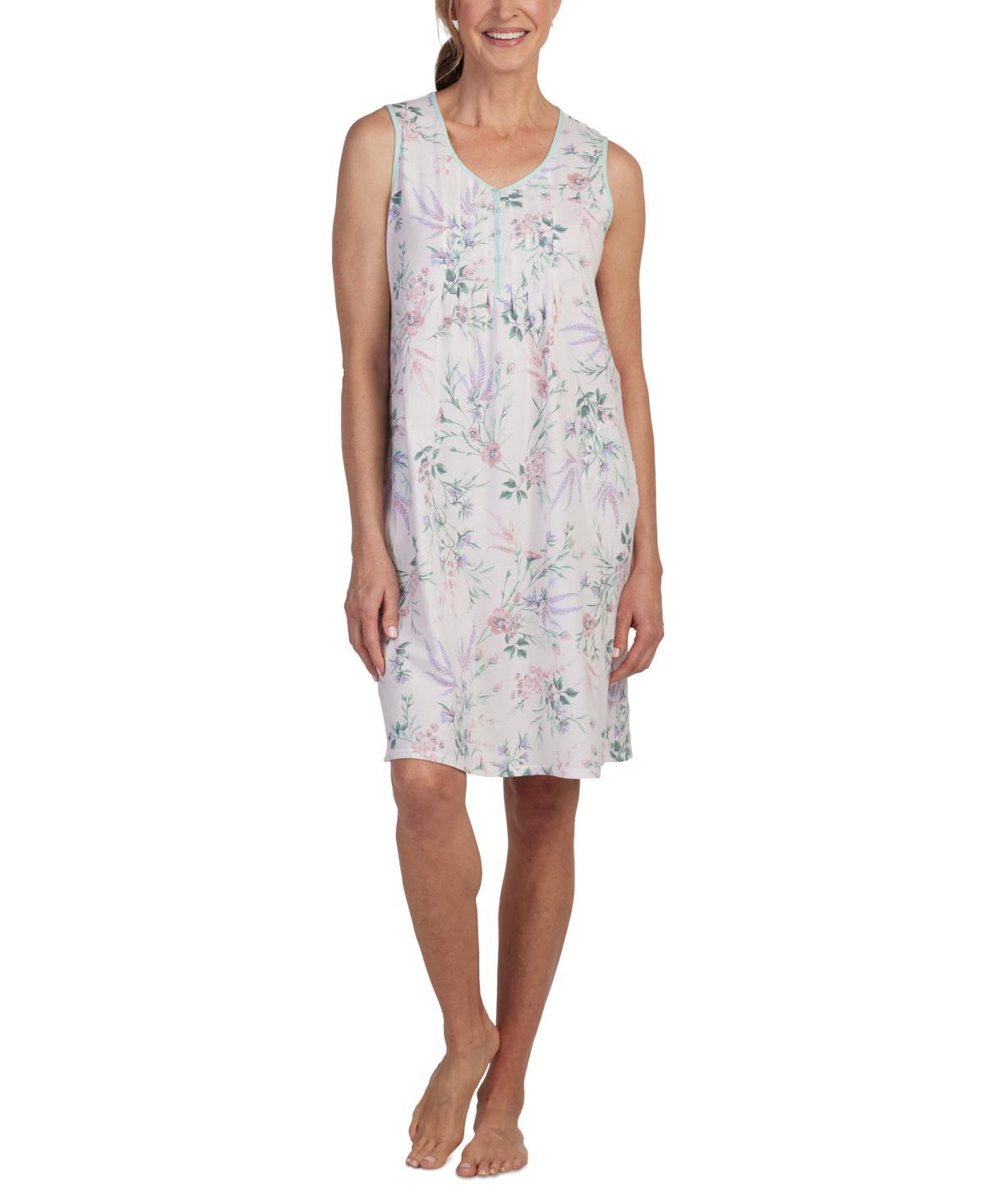 Miss Elaine Womens Pintucked Floral Nightgown Product Image