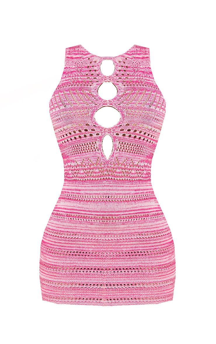 Petite Pink Crochet Cut Out Mini Dress Product Image