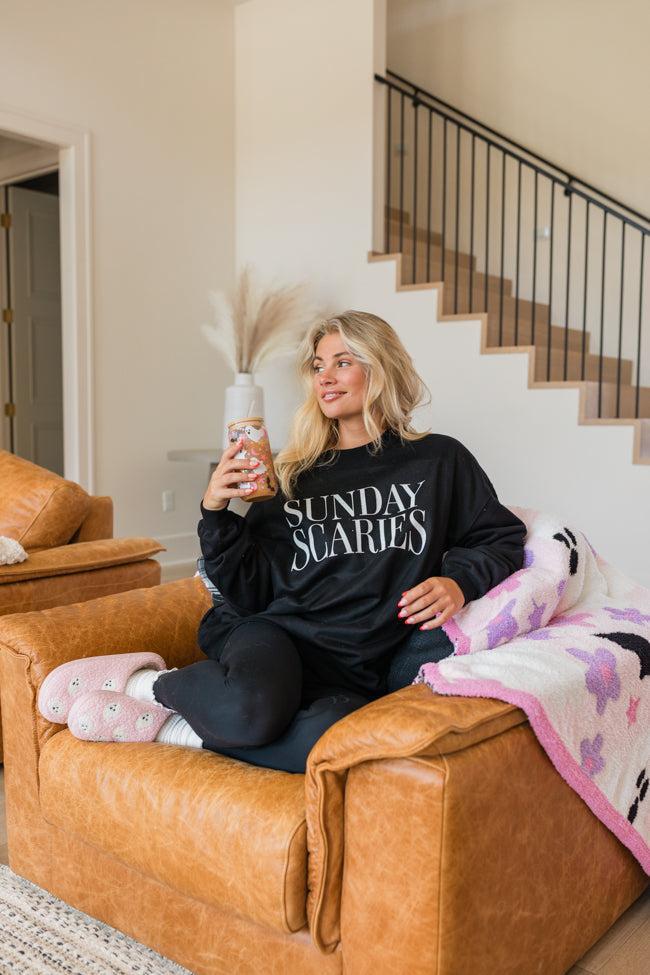 Sunday Scaries Black Oversized Graphic Sweatshirt Product Image