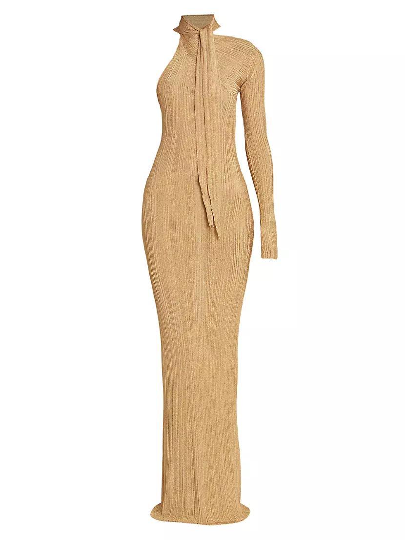 Plissé Scarf Neck Column Gown Product Image