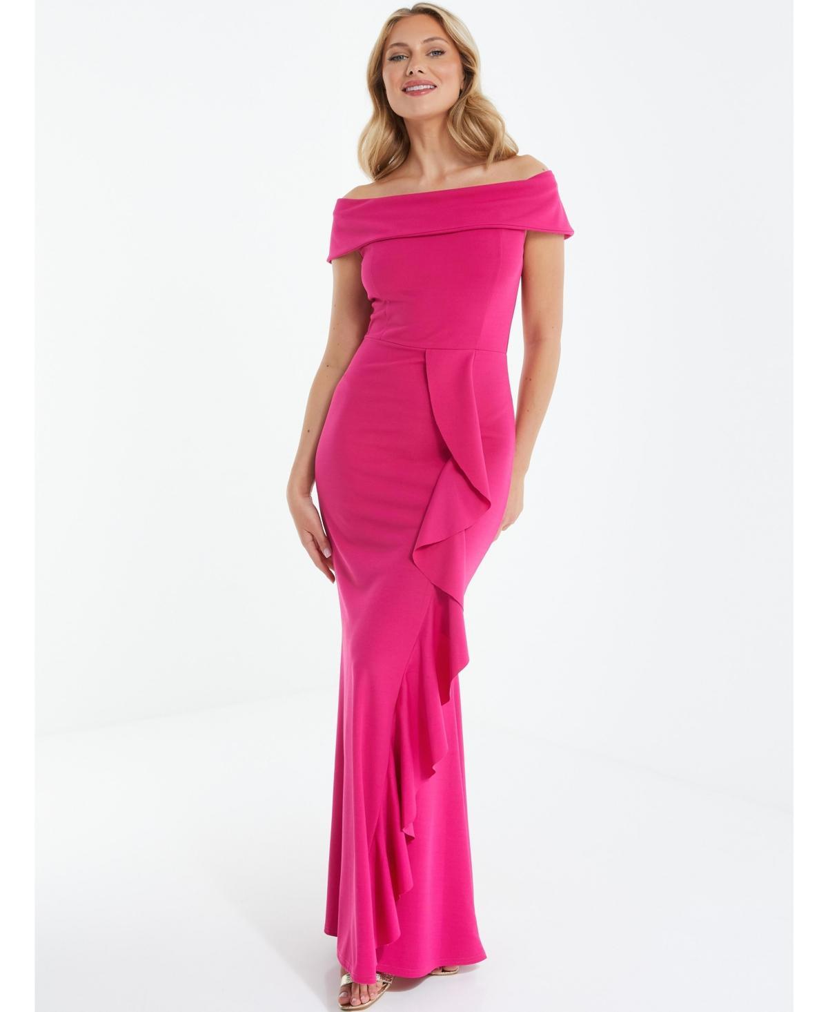 Quiz Womens Bardot Ruffle Maxi Dress Product Image