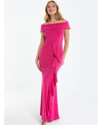 Quiz Womens Bardot Ruffle Maxi Dress Product Image