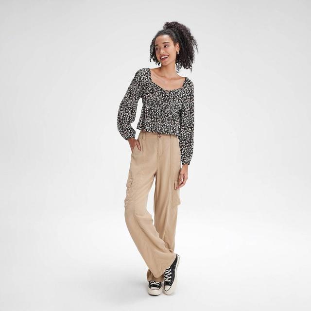 Womens High-Rise Straight Leg Cargo Pants - Wild Fable Brown M Product Image