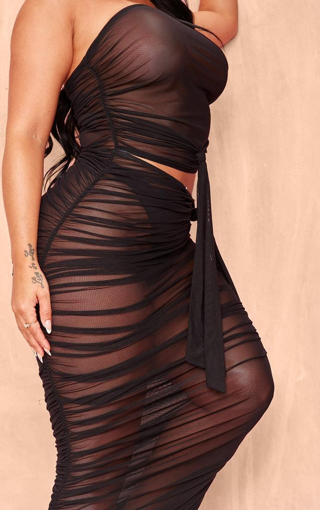 Shape Black Mesh Ruched Cut Out Maxi Dress Product Image