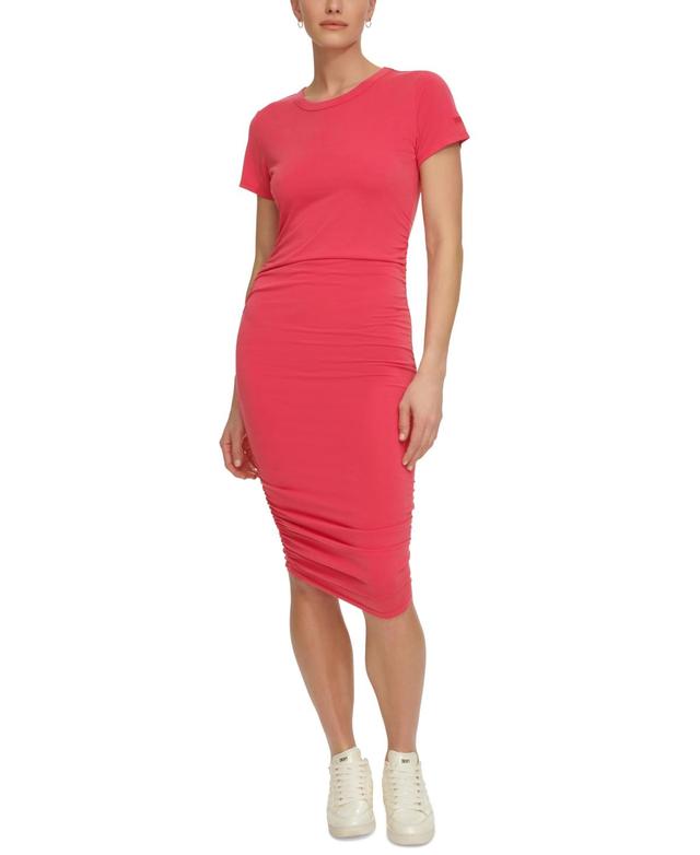 Dkny Sport Womens Ruched Short-Sleeve Dress Product Image