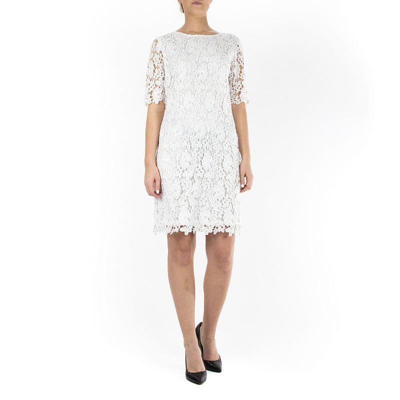 Womens Nina Leonard Floral Lace Sheath Cocktail Dress Natural Product Image