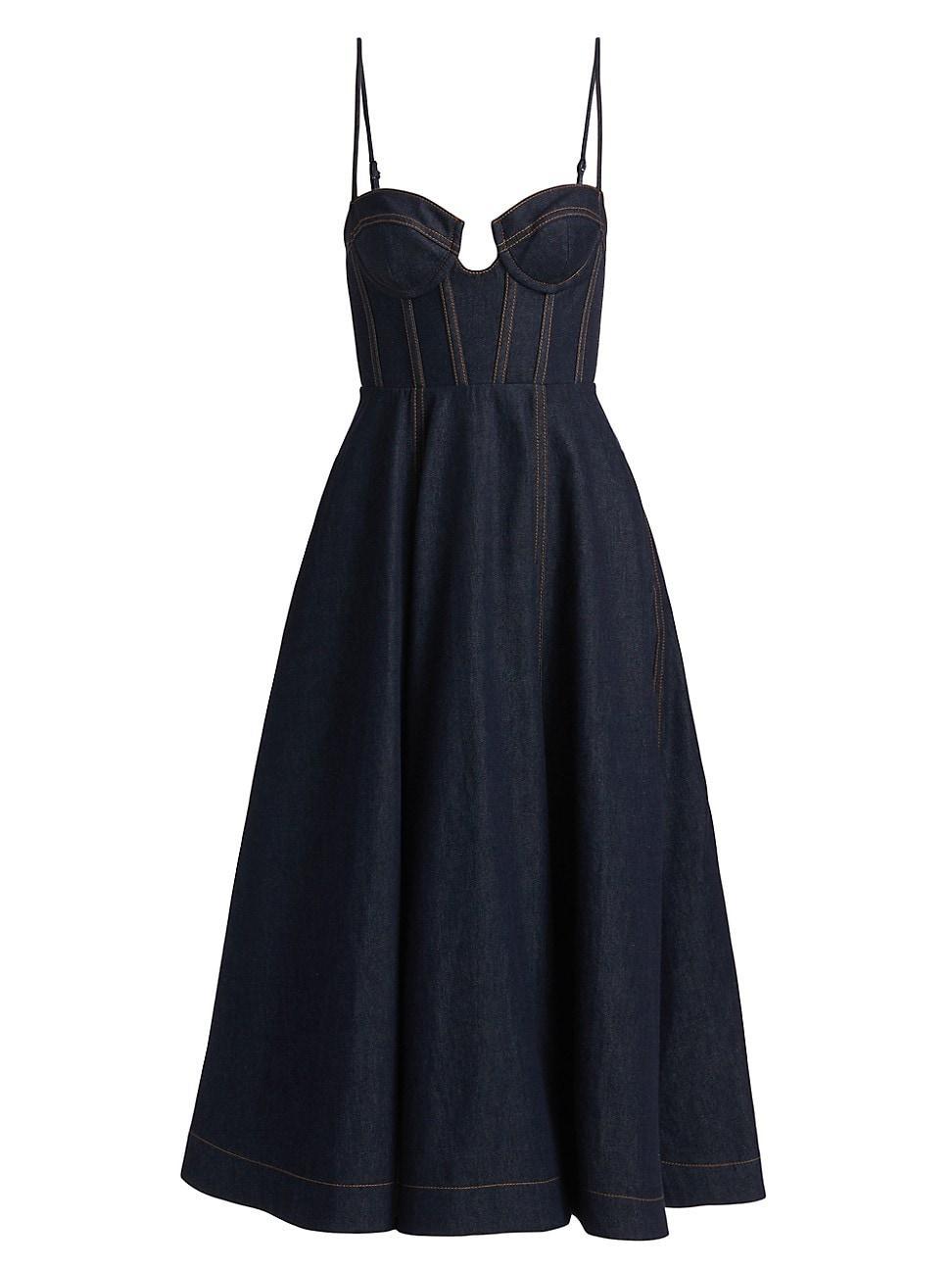 Womens Crush Denim Corset Dress Product Image