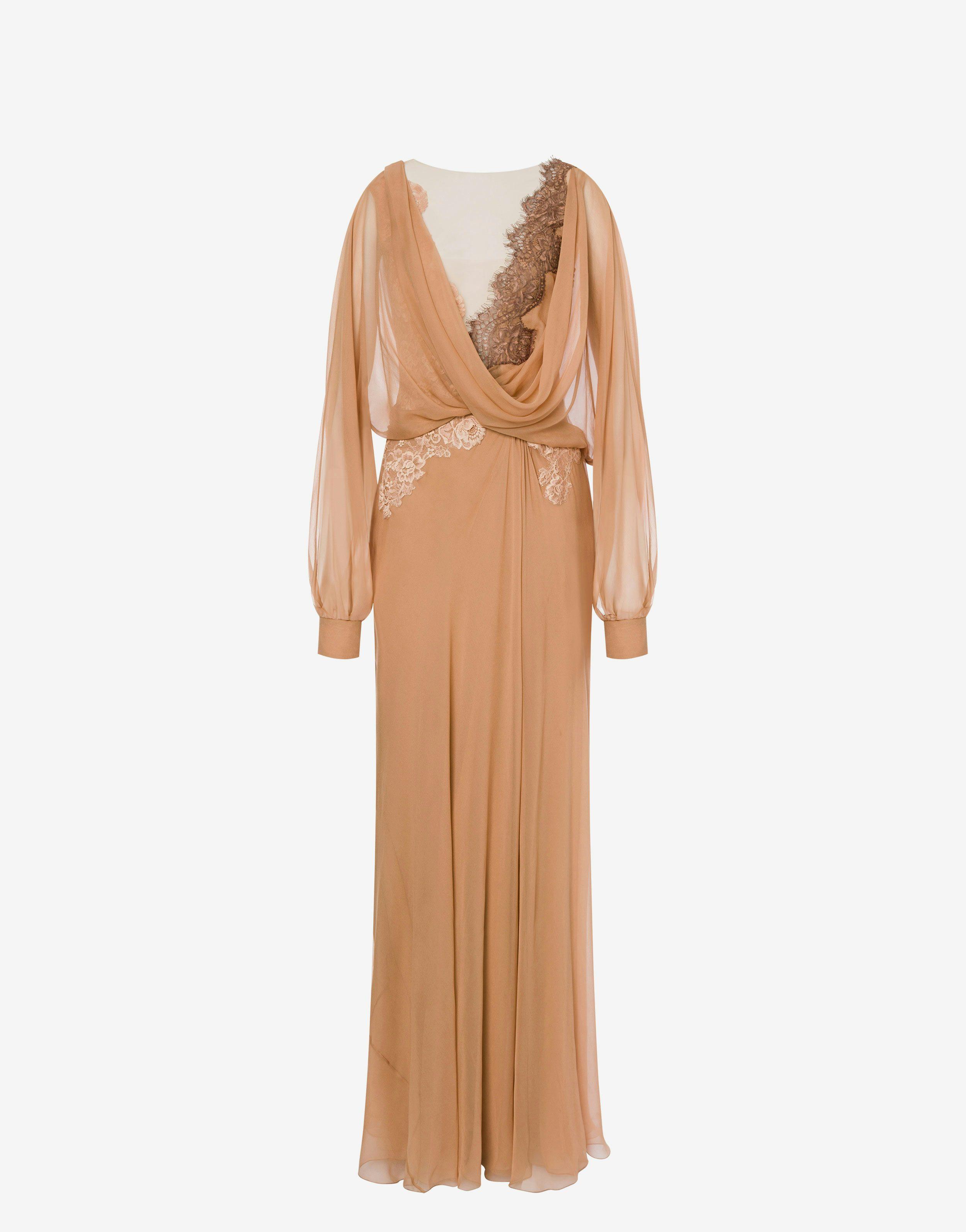 Organic chiffon dress with lace Product Image