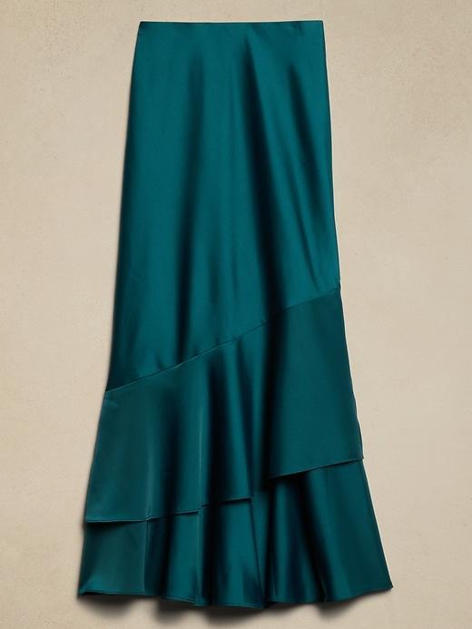 Satin Tiered Maxi Skirt Product Image