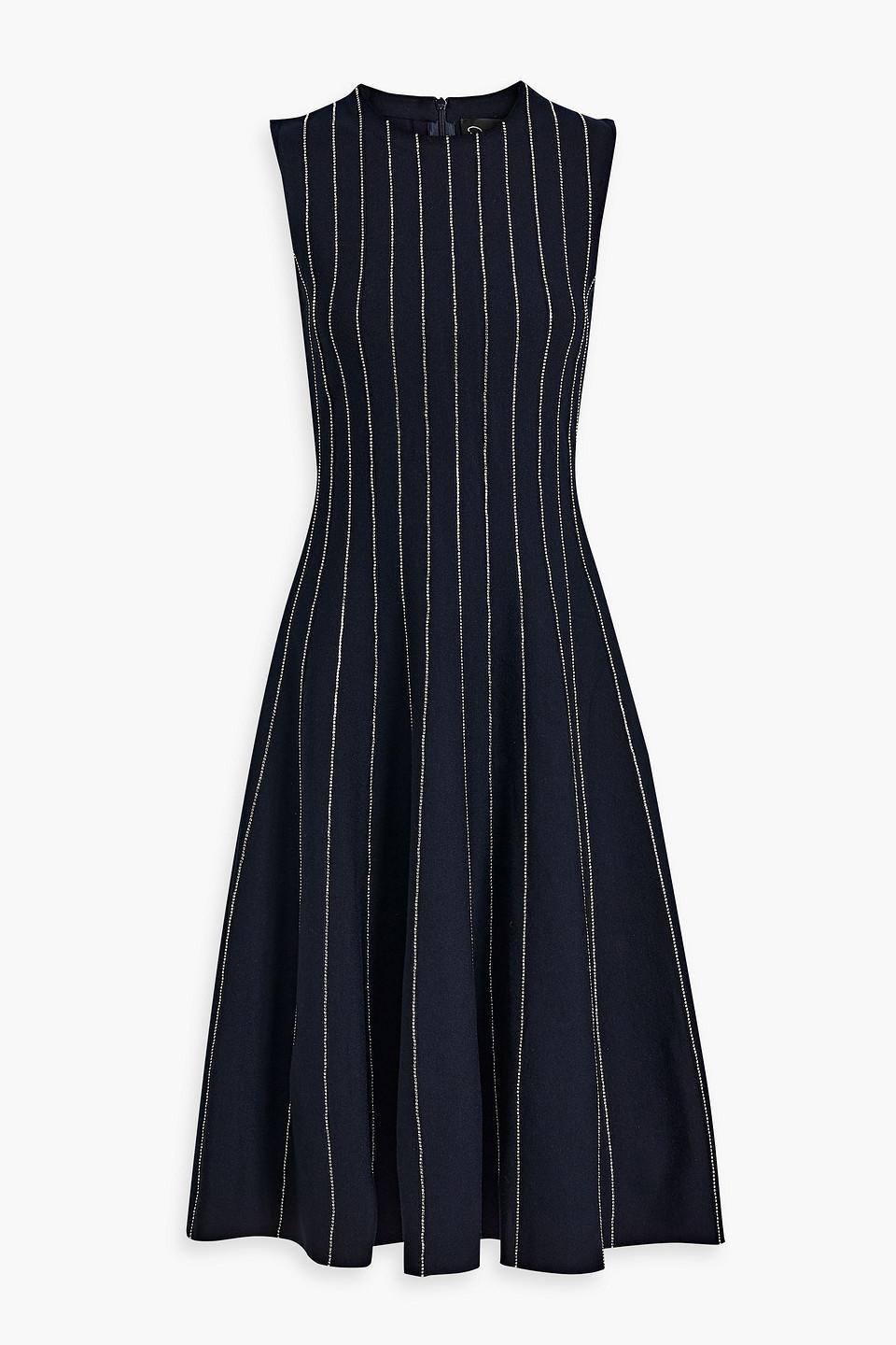 Crystal-embellished Stretch-knit Midi Dress In Midnight Blue Product Image