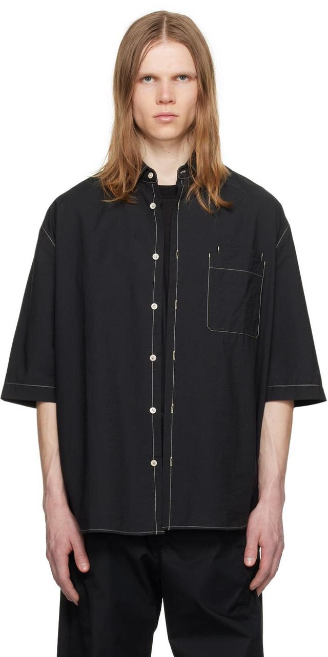 Black Double Pocket Shirt In Bk999 Black Product Image