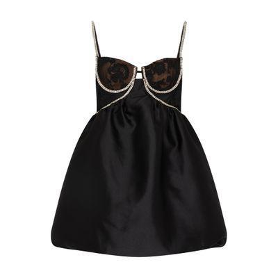 Taffeta Diamante Mini Dress In Black Product Image