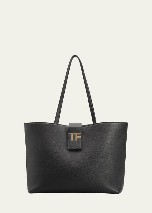 Womens Small TF Logo E/W Leather Tote Product Image