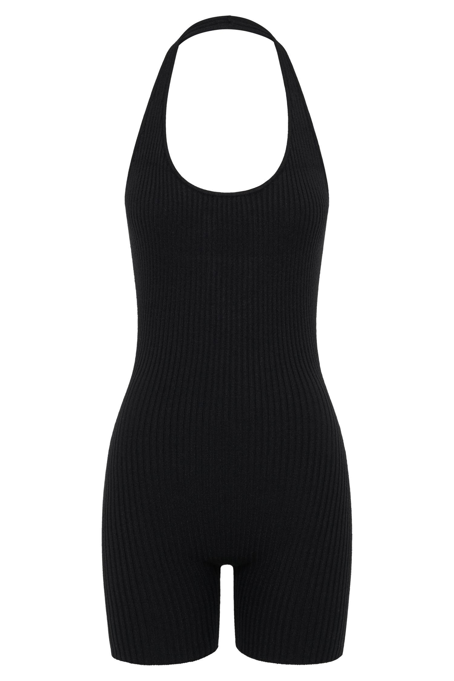 Aitana Halter Neck Knit Playsuit - Black Product Image