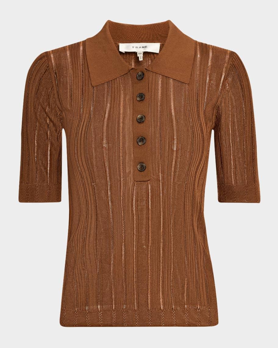 Laddered Rib Short-Sleeve Polo Top  Product Image