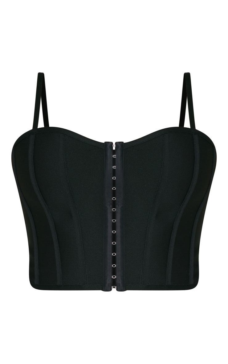 Plus Black Bandage Hook And Eye Structured Corset Product Image