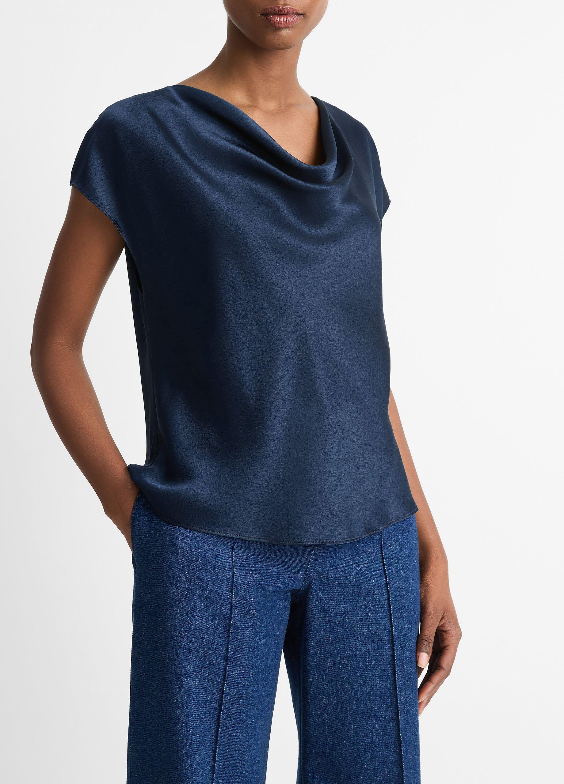 Silk Cowl-Neck Blouse Product Image