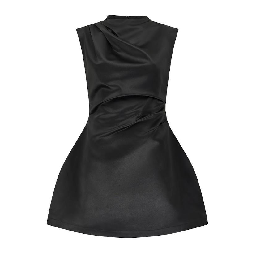 The Ultimate Muse Satin Straight Neck Mini Dress Product Image