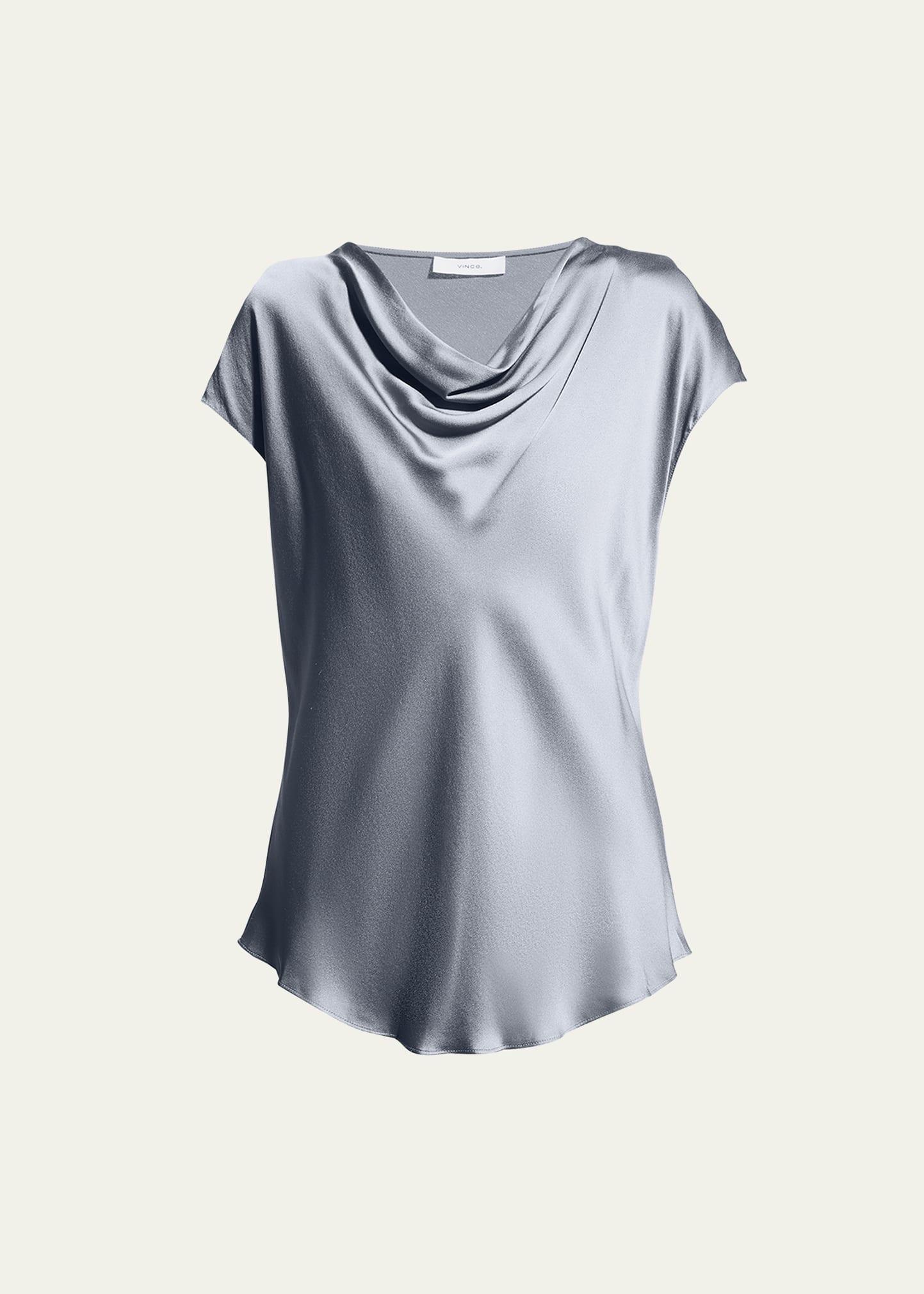 Cowl Neck Silk Blouse In Iris Smoke Product Image