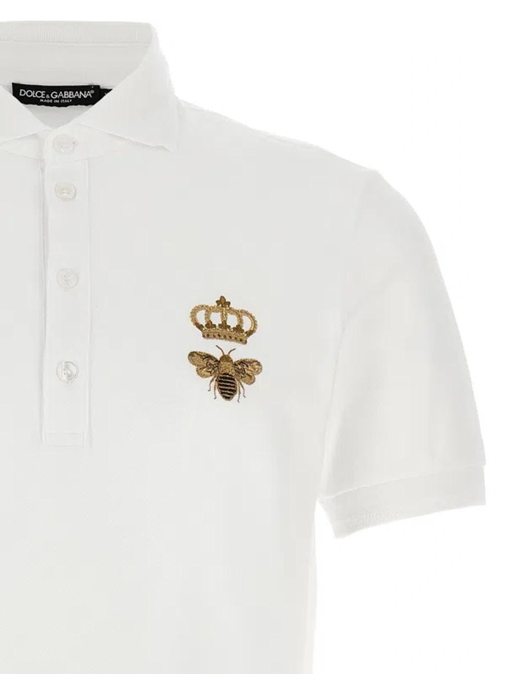 Piqué Polo Shirt With Lurex Embroidery In White Product Image