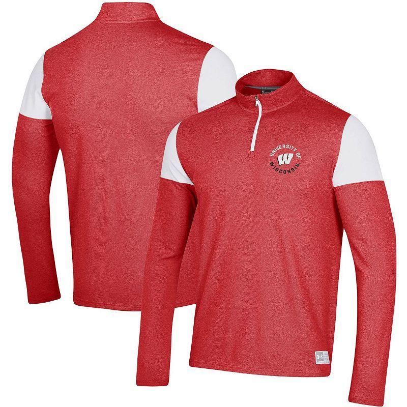 Mens Under Armour Wisconsin Badgers Gameday Tri-Blend Quarter-Zip Jacket Product Image