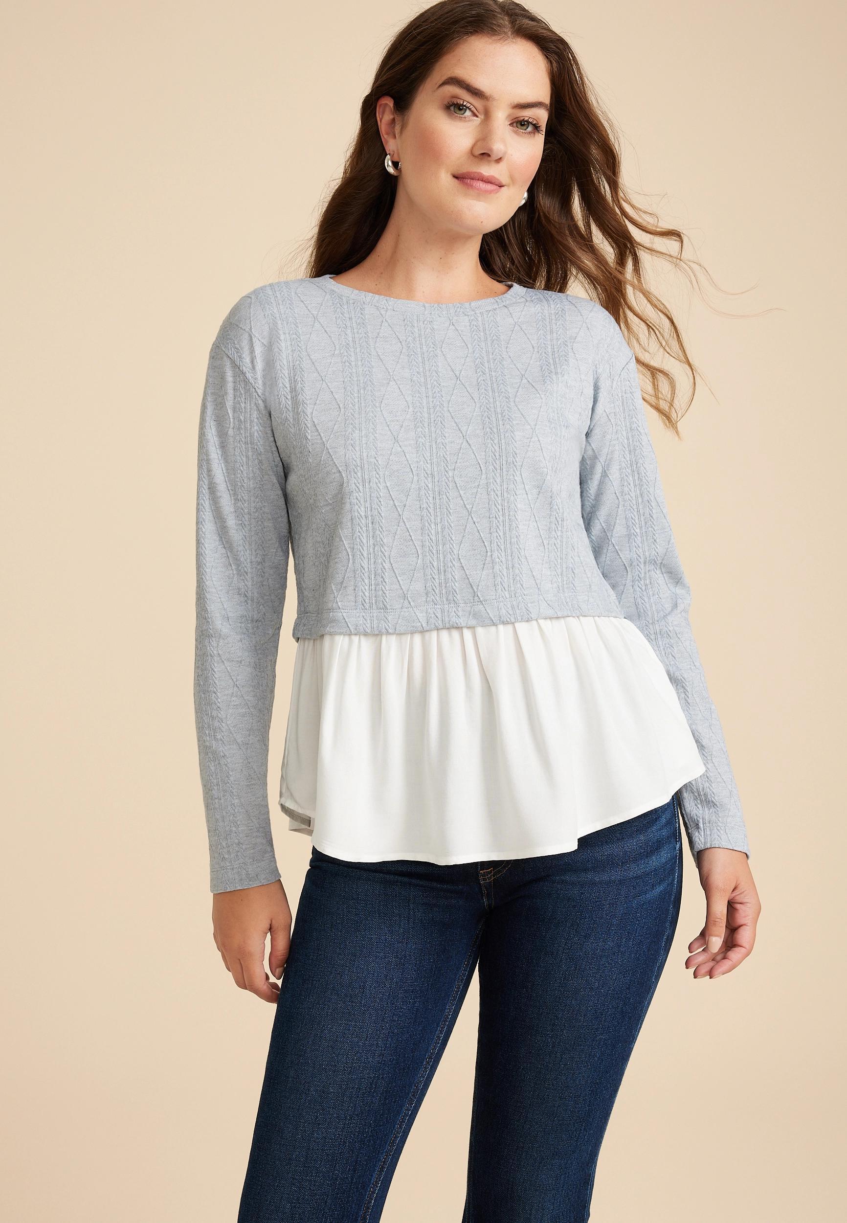 Textured Long Sleeve Layered Top Product Image