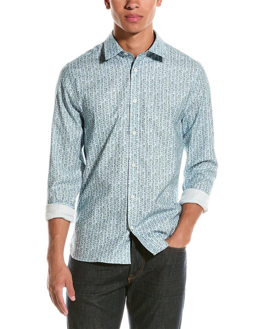 Ditsy Leaf Stripe Slim Fit Shirt In Blue Product Image