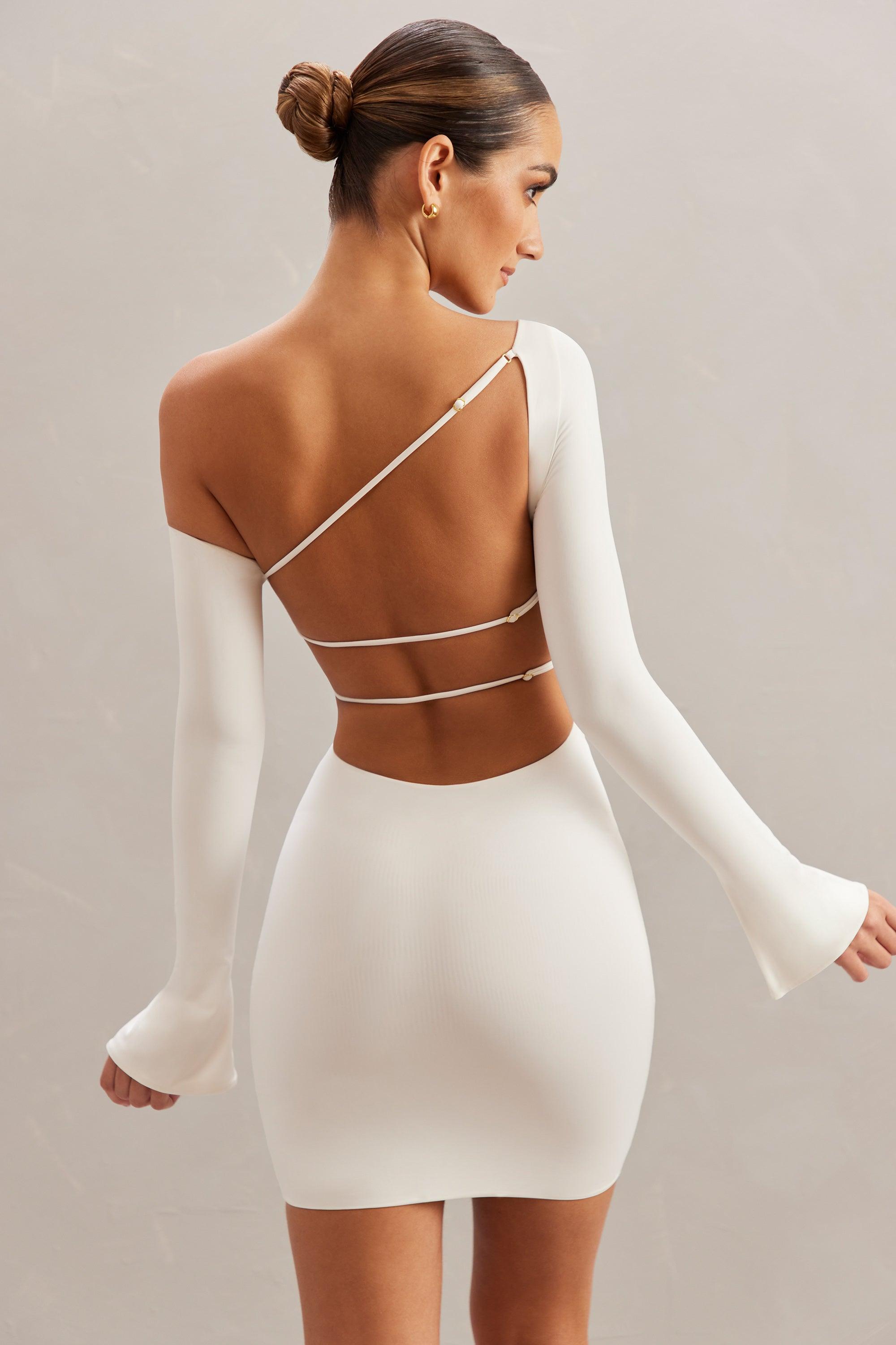 Off The Shoulder Mini Dress in Ivory Product Image