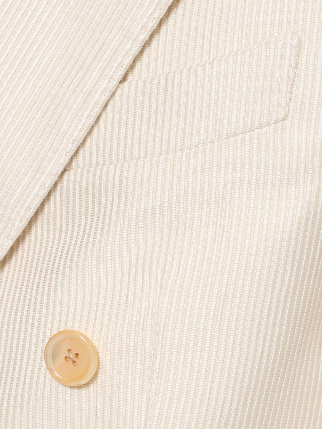 TOM FORD Atticus Double-breasted Silk-canvas Suit Jacket In Ivory Product Image