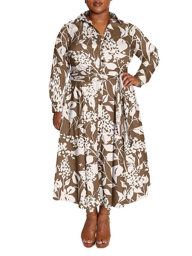 Womens Poplin Shirtdress in Floral Print Product Image