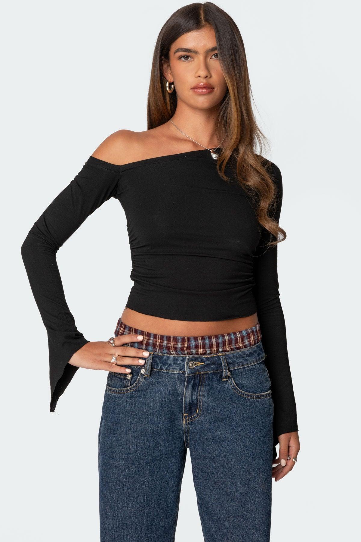 Stacie Asymmetric Long Sleeve Top Product Image