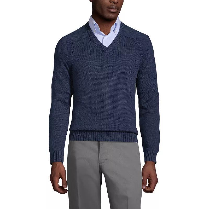 Lands End Mens School Uniform Cotton Modal V-neck Sweater Product Image