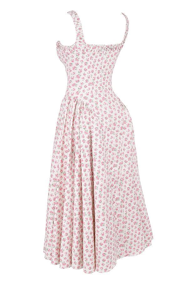 Dorothy White Rosebud Print Cotton Midi Sundress Product Image