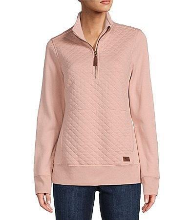 L.L.Bean Quilted Sweatshirt 1/4 Zip Pullover Long Sleeve (Classic ) Women's Clothing Product Image