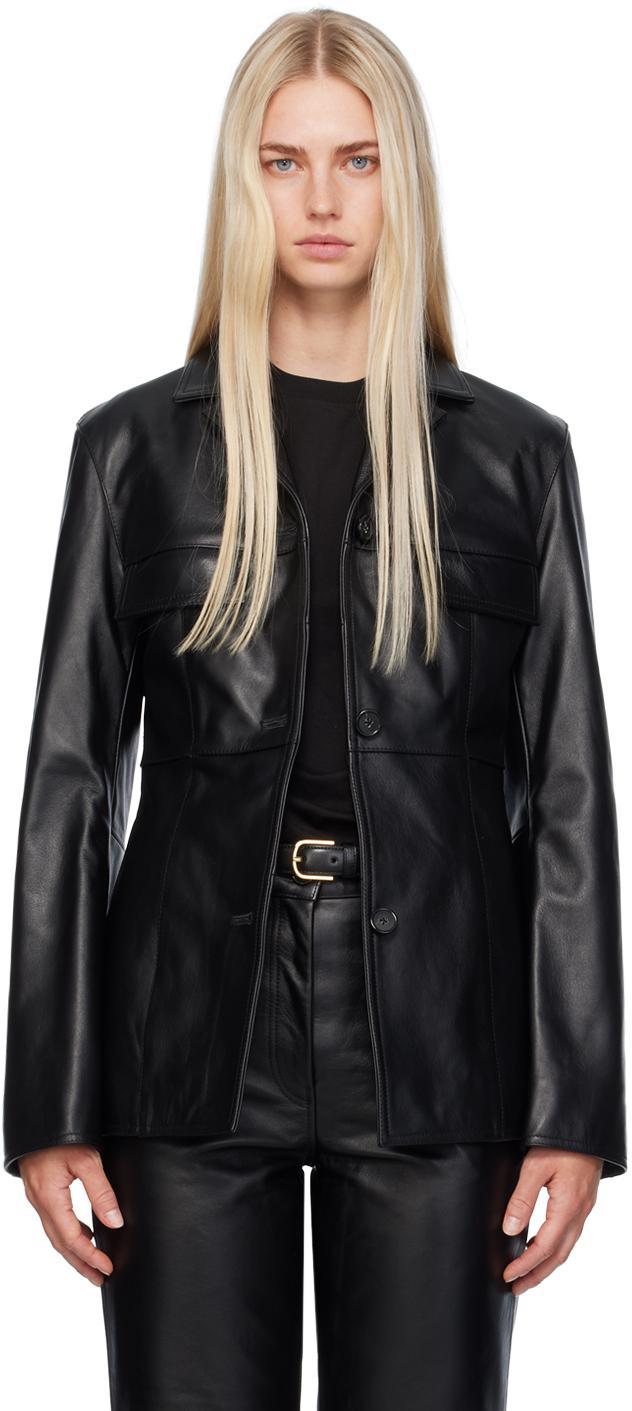 TOTÊME Black Hourglass Leather Jacket In 001 Black Product Image