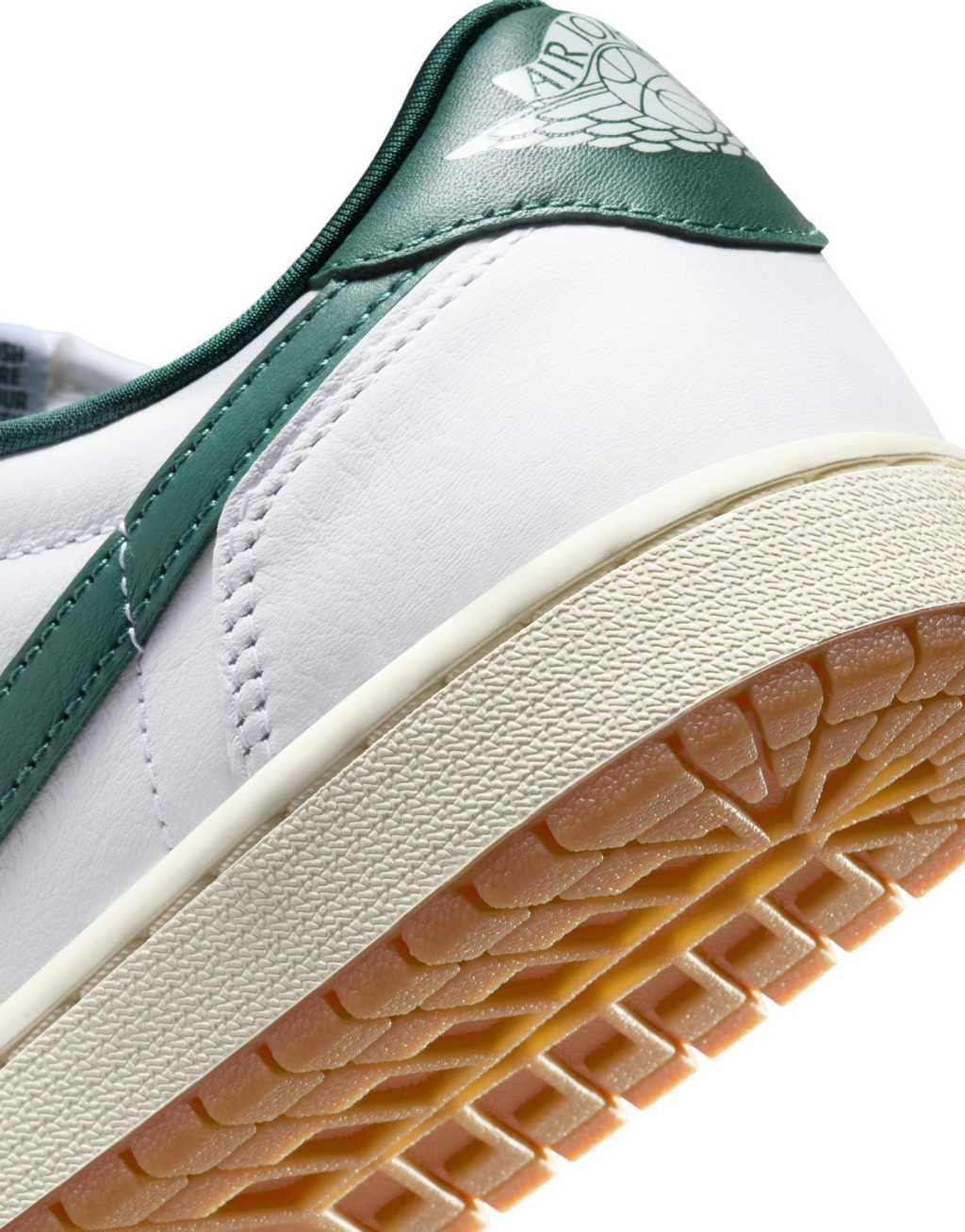 Nike Air Jordan 1 low sneakers in white and green  Product Image