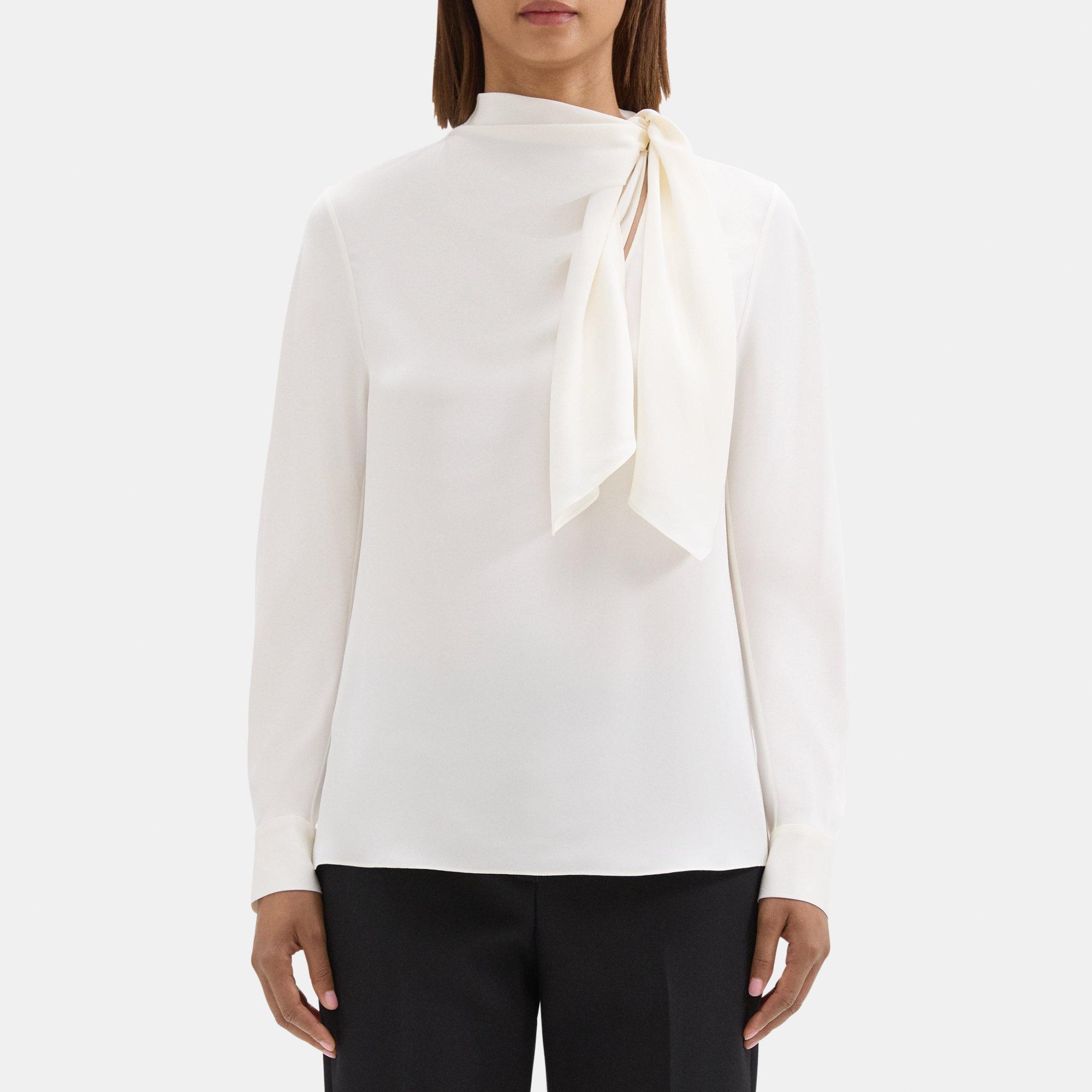 Silk Georgette Twisted Scarf Blouse | Theory Outlet Product Image