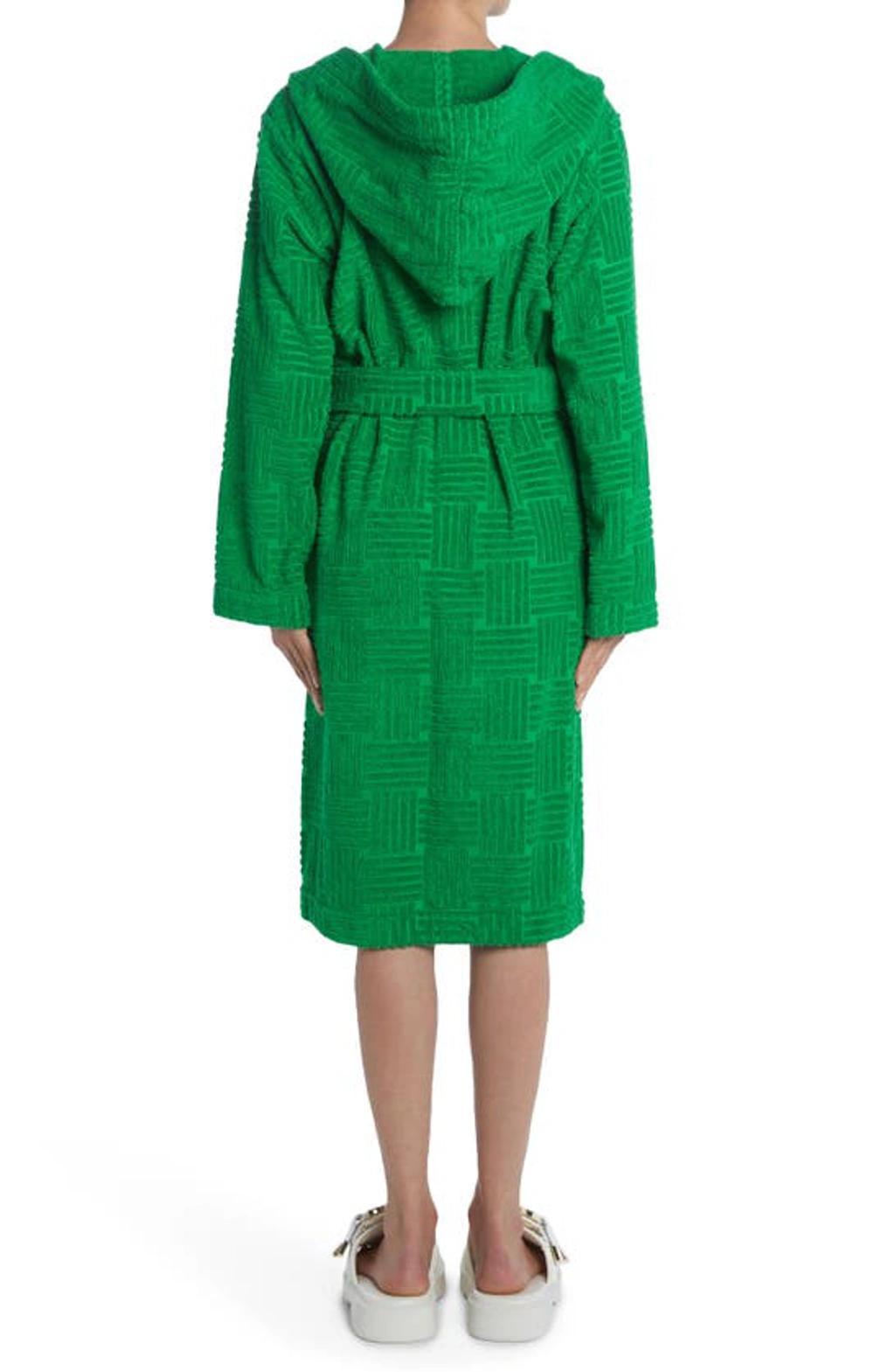 Intrecciato Jacquard Cotton Terry Bathrobe In Green Product Image