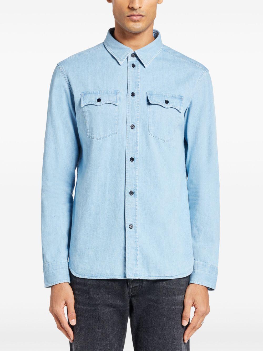 TOM FORD Denim Long-sleeve Shirt In Blue Product Image