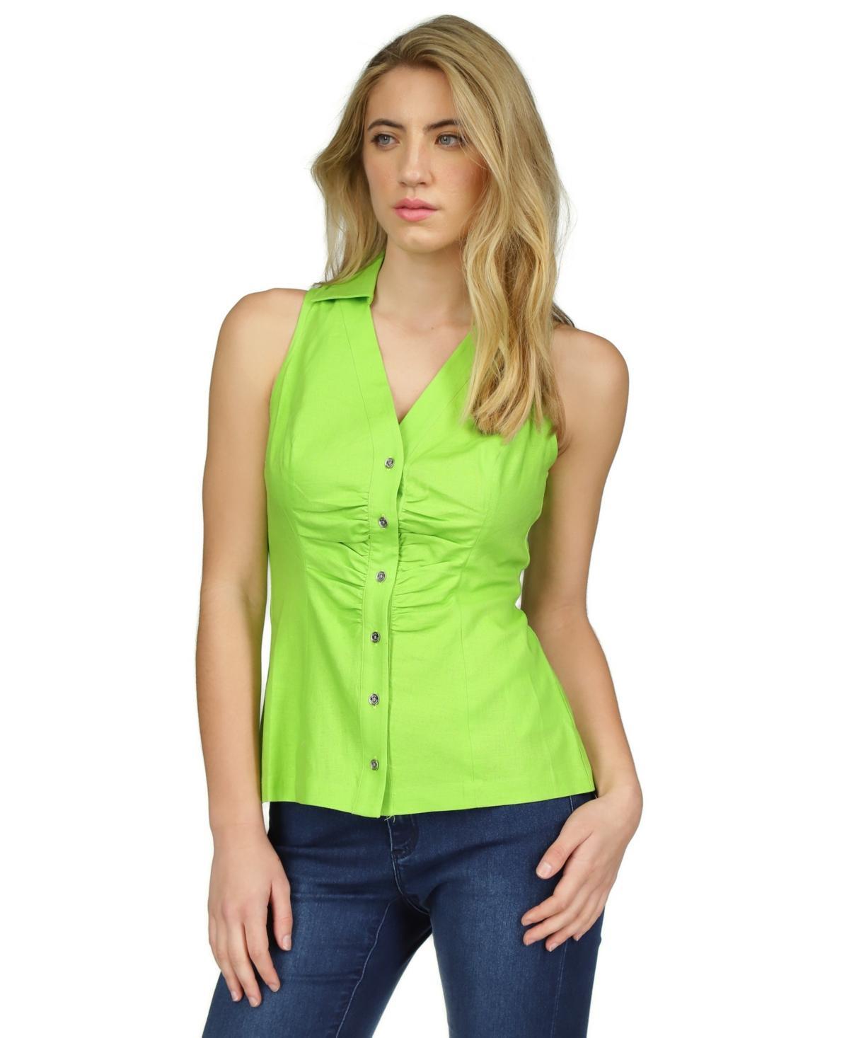 Michael Michael Kors Womens Linen Sleeveless Button-Front Top Product Image