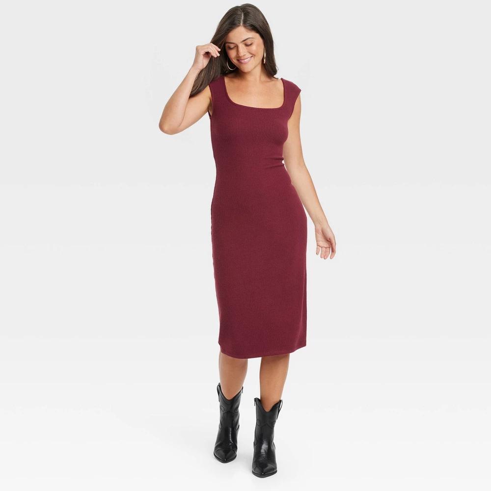 Womens Knit Midi Bodycon Dress - Universal Thread Maroon XS Product Image