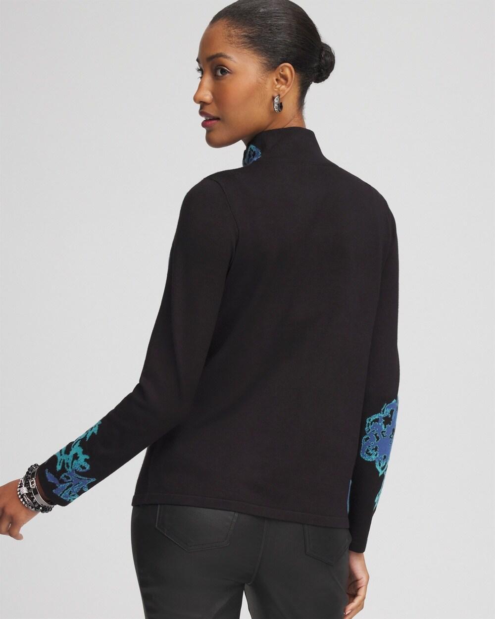 Blue Floral Mockneck Sweater Product Image