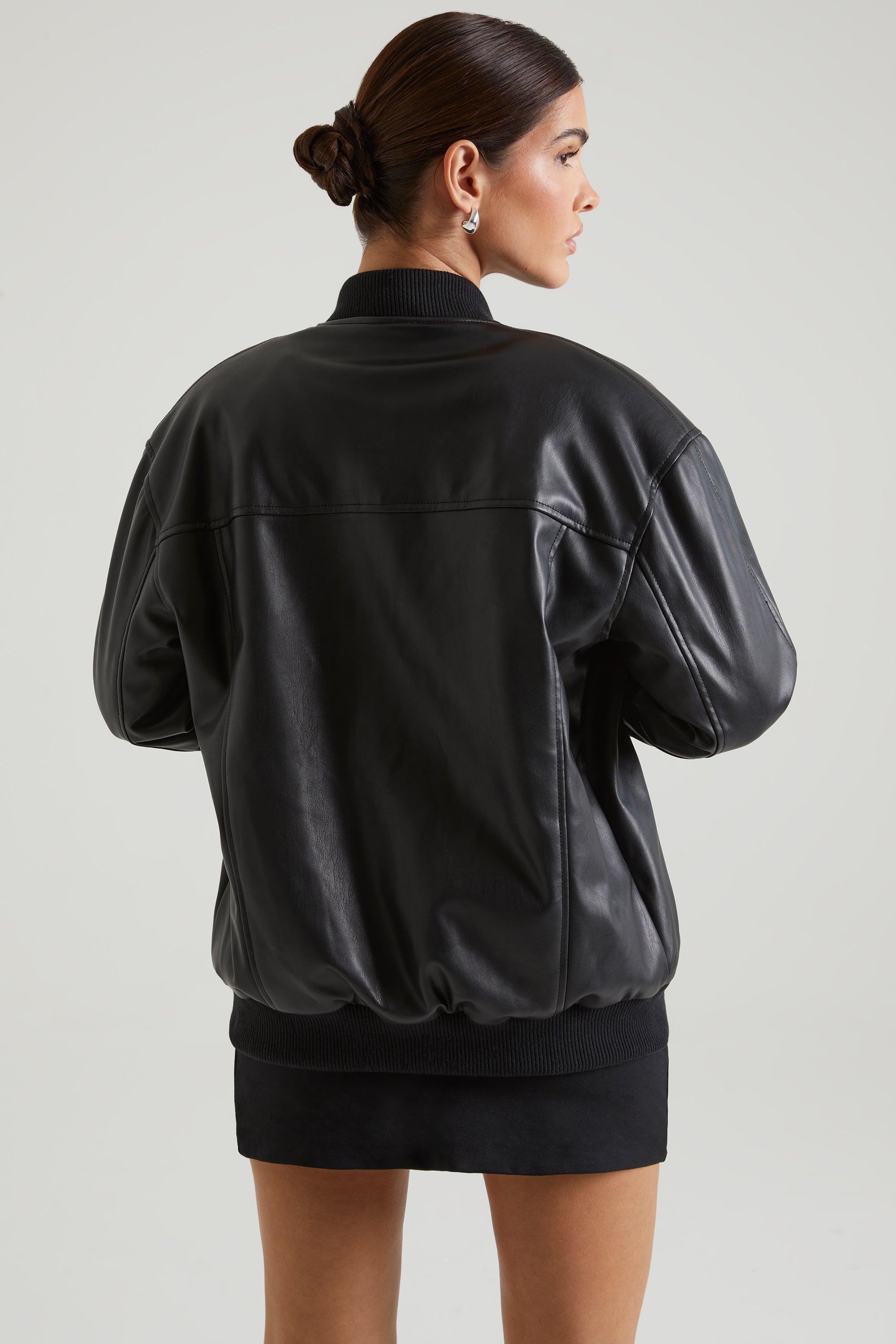 Faux Leather Jacket in Black Product Image