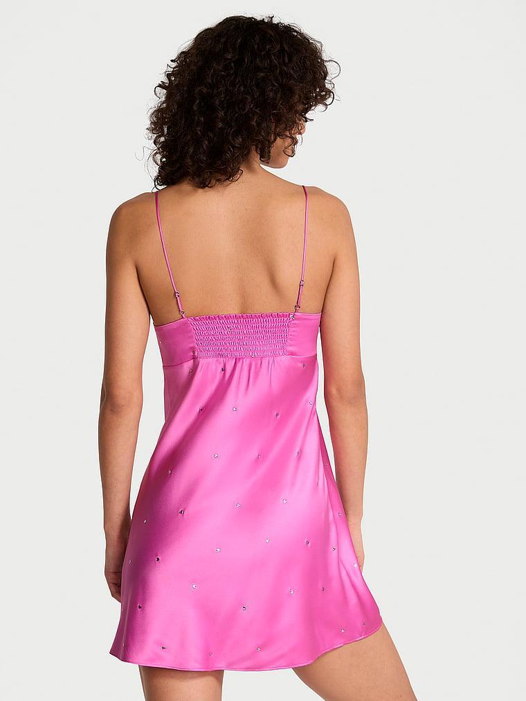 Glazed Satin Dew Drop Heart Slip Dress Product Image