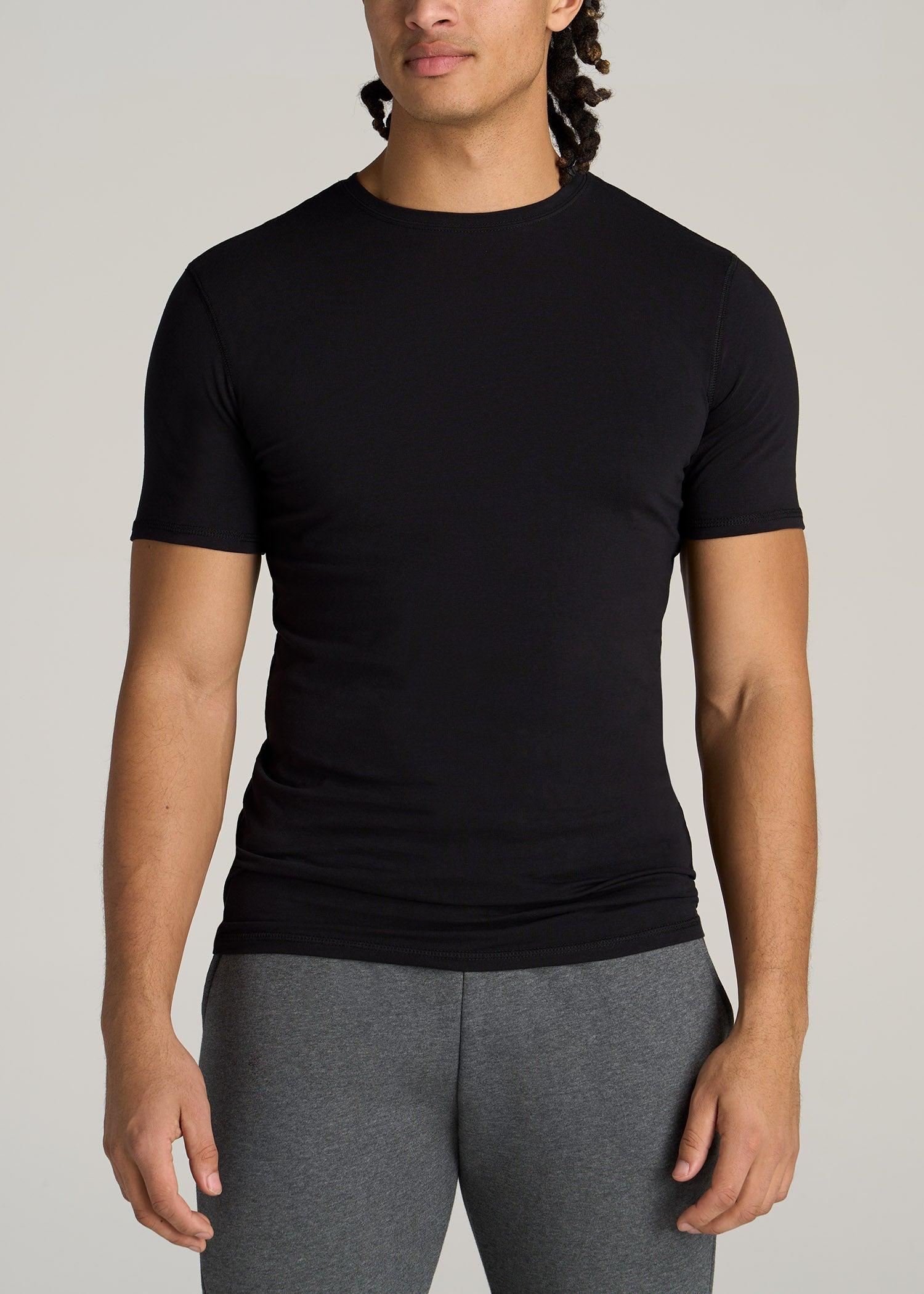 The Essential SLIM-FIT Crewneck Men's Tall Tees in Black Male Product Image