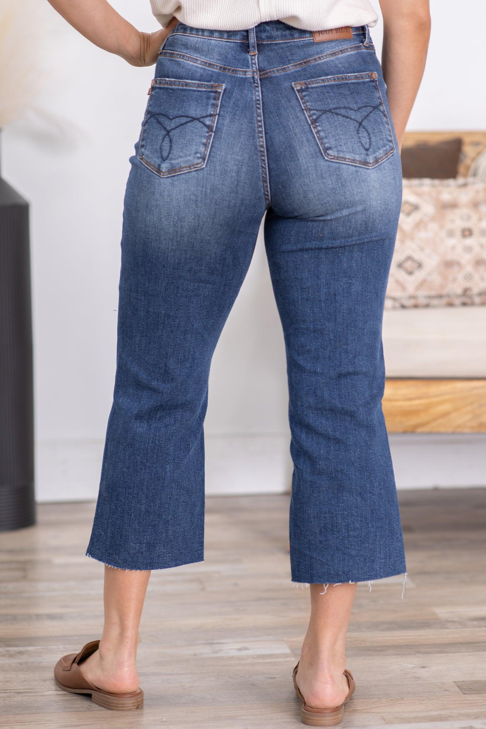 Judy Blue Back Pocket Embroidery Crop Jeans Product Image